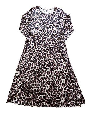 Shein Long Sleeve Leopard Maxi Dress Plus Size 4X Stretch Jersey